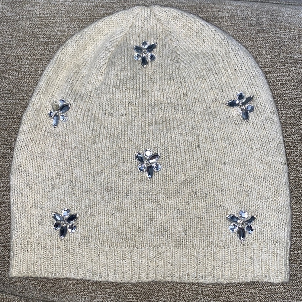 Betsey Johnson Wool Blend Beanie with Butterly Shaped Rhinestones